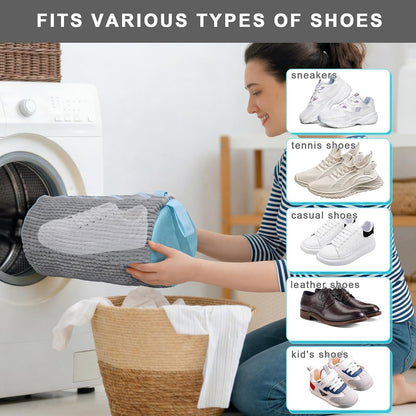 2PCS Shoe Washing Machine Bag With Zipper,Heavy Duty Shoe Washing Bag,Grey | sneaker washing machine bag,sneaker bag for washing machine,laundry shoe bag for washing machine,tennis shoes washing bag