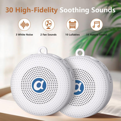 Portable Noise Machine Baby Battery Sound Machine with 30 Soothing Sounds Mini White Noise Machine 32 Volume Level Sleep Machine for 3D Surround Noise Machine for Kid Adult Home Travel