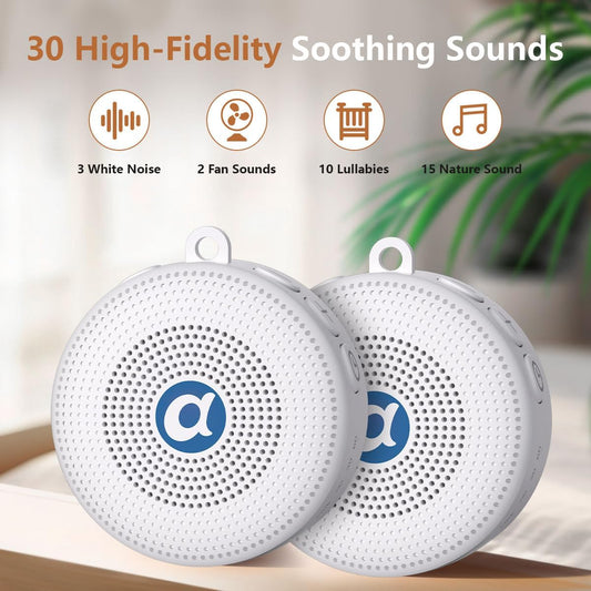 Portable Noise Machine Baby Battery Sound Machine with 30 Soothing Sounds Mini White Noise Machine 32 Volume Level Sleep Machine for 3D Surround Noise Machine for Kid Adult Home Travel