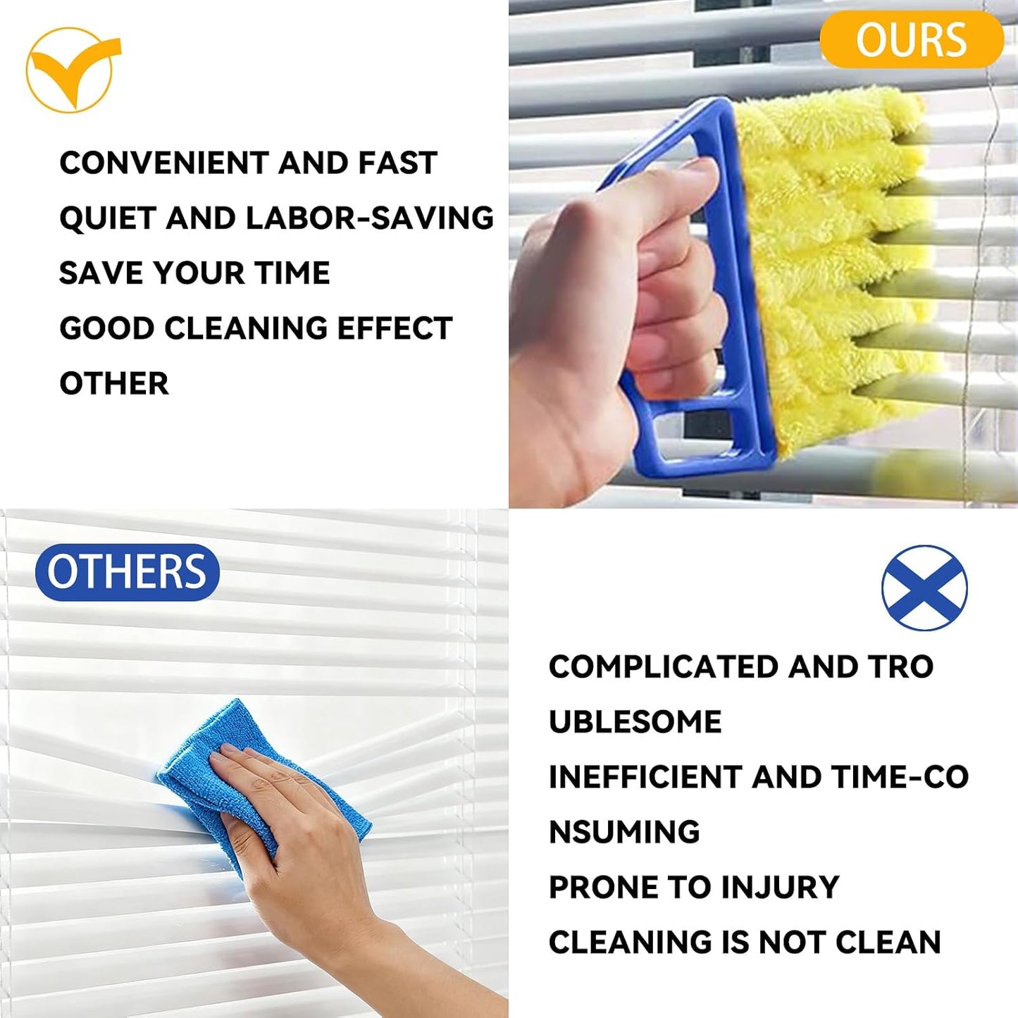 2 Pcs Blinds Cleaner Duster Tool 7 Finger Microfiber Washable Mini Window Dusters for Cleaning Dust Remova for Window Air Conditioner Vent Fans Venetian Shades Wood Blinds Dust Dirt