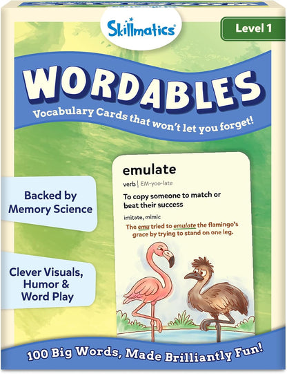 Skillmatics Vocabulary Flash Cards, SAT Prep – Wordables Level 3 | Screen-Free, Spelling Game, Learn 100 words with Wordplay, Visuals, & Soundplay, Learning Gift for Ages 8, 9, 10 & Up