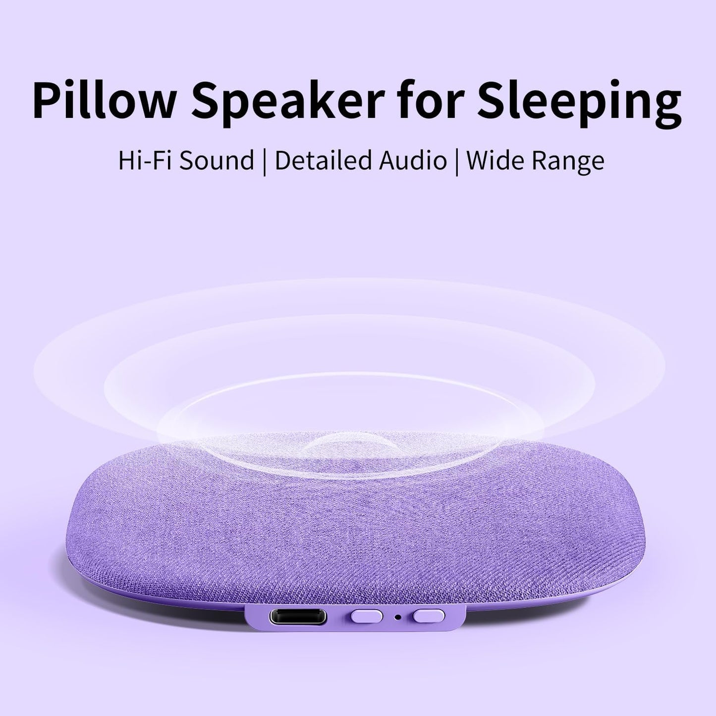 Under Pillow Speaker for Sleeping, Pillow Speaker for Sleeping with White Noise &Timer, Wireless Sleep Aid with Stereo Bass Private Sleep Headphones for Side Sleepers-Light Purple