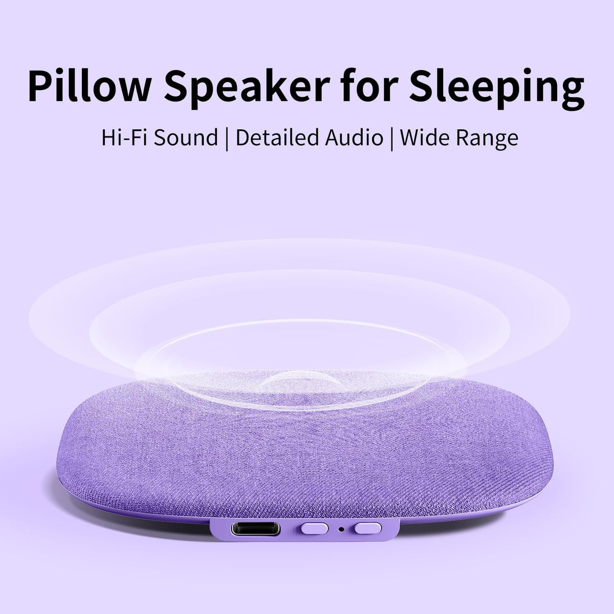 Under Pillow Speaker for Sleeping, Pillow Speaker for Sleeping with White Noise &Timer, Wireless Sleep Aid with Stereo Bass Private Sleep Headphones for Side Sleepers-Light Purple