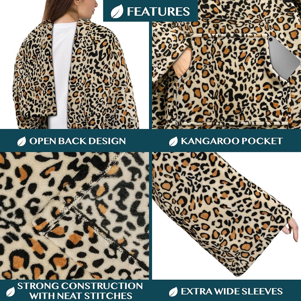 PAVILIA Blanket with Sleeves for Adult Women Men, Soft Warm Wearable Blanket Fleece Wrap Throw, Robe Blanket Gift