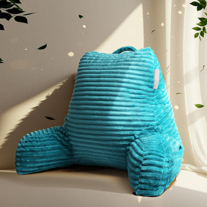 Hearth & Harbor Reading Pillow for Bed Adult – Back Pillow for Sitting in Bed, Standard Bed Pillows for Sitting Up in Bed, Foam Bed Chair Pillow, Stone Blue Bed Rest Pillow