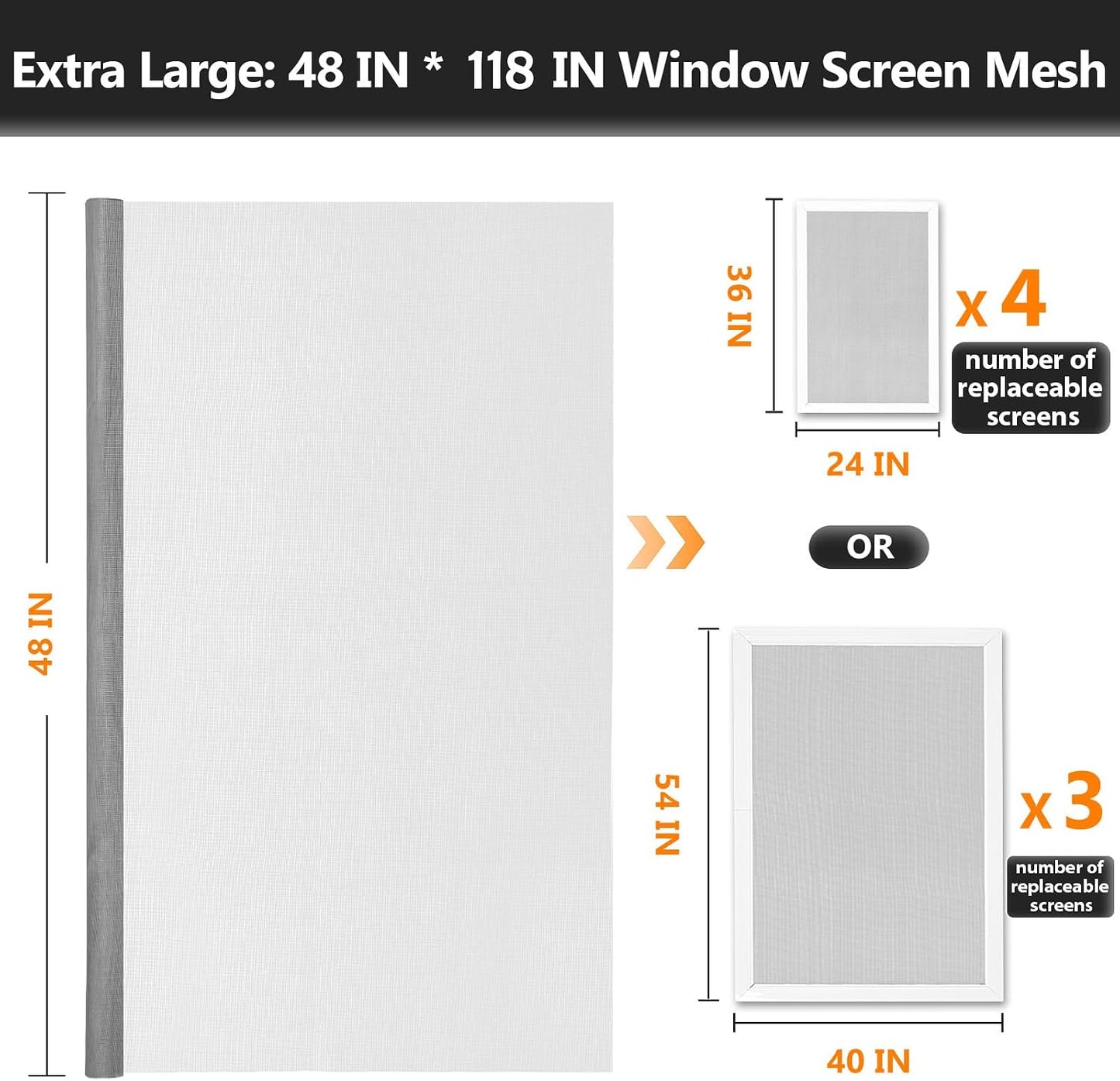 Secopad Window Screen & Screen Door Mesh Repair Kit, 39 in x 78 in, Black | Fiberglass Roll with Tools, Tearproof & Washable, High-Transmittance, For Windows, Patio & Porch Replacement