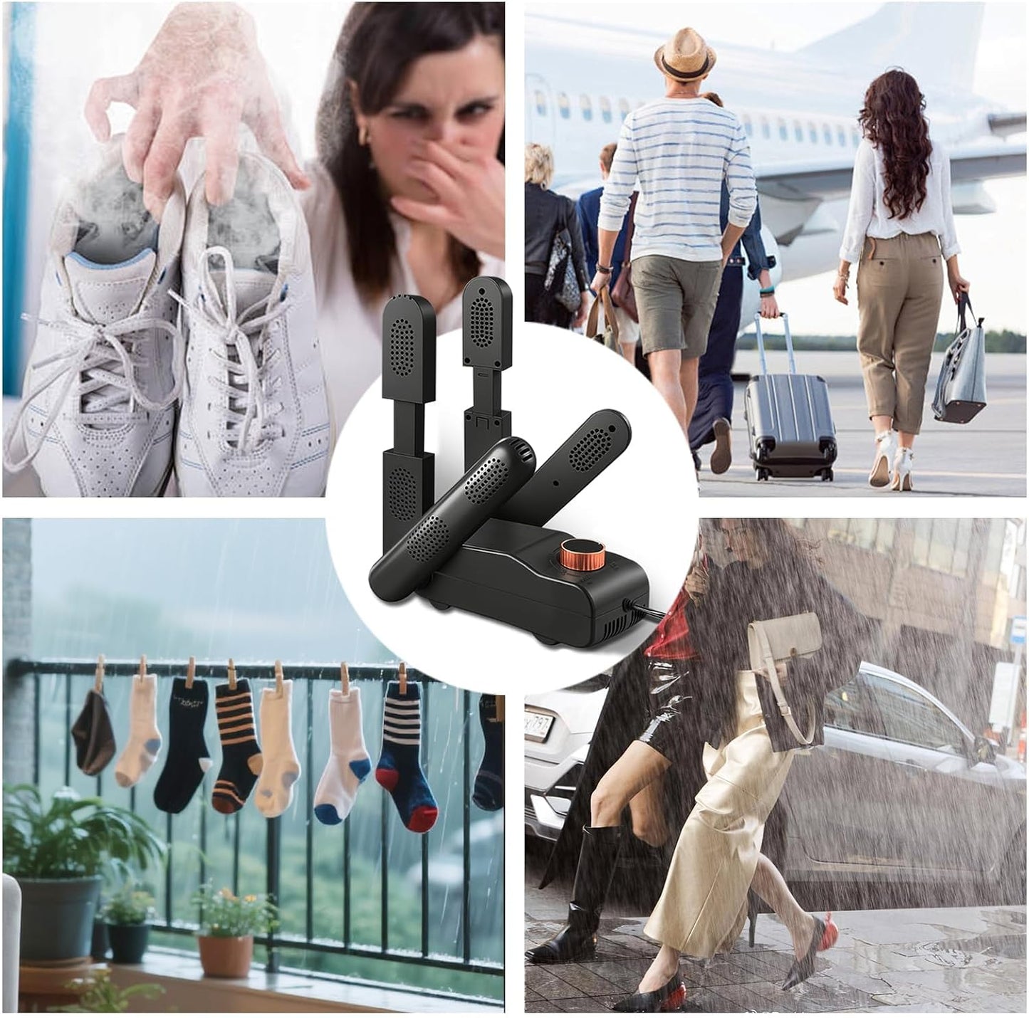 Boot Dryer Shoe Dryer - Glove Dryer and Boot Warmer Heat Blower for 4 Pairs Everlasting Comfort (Black)