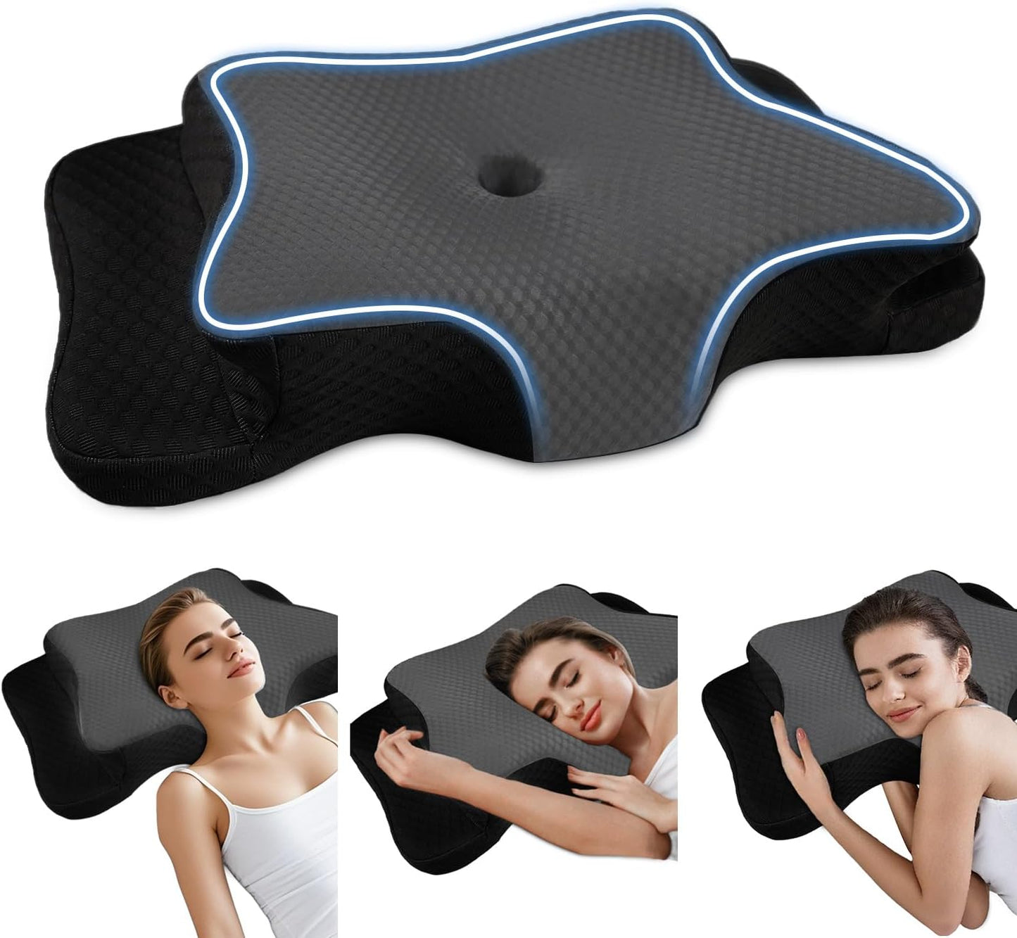 Pain Relief Cervical Pillow for Neck Support, Adjustable Ergonomic Pillow | Cozy Sleeping, Odorless Orthopedic Memory Foam Pillow, Contour Bed Pillow for Side Back Stomach Sleeper