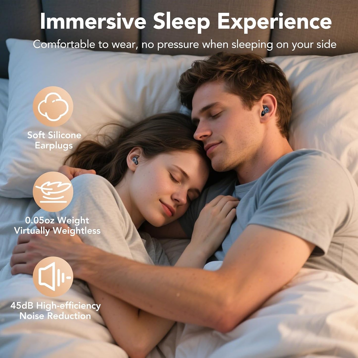 Ear Plugs for Sleeping,Noise Cancelling Silicone Earplugs,Concert,45 dB,Soft and Reusable,Hearing Protection with 8 Earpieces in 4 Sizes(XS/S/M/L),Carrying Bag,for Concert,Sleeping,Black