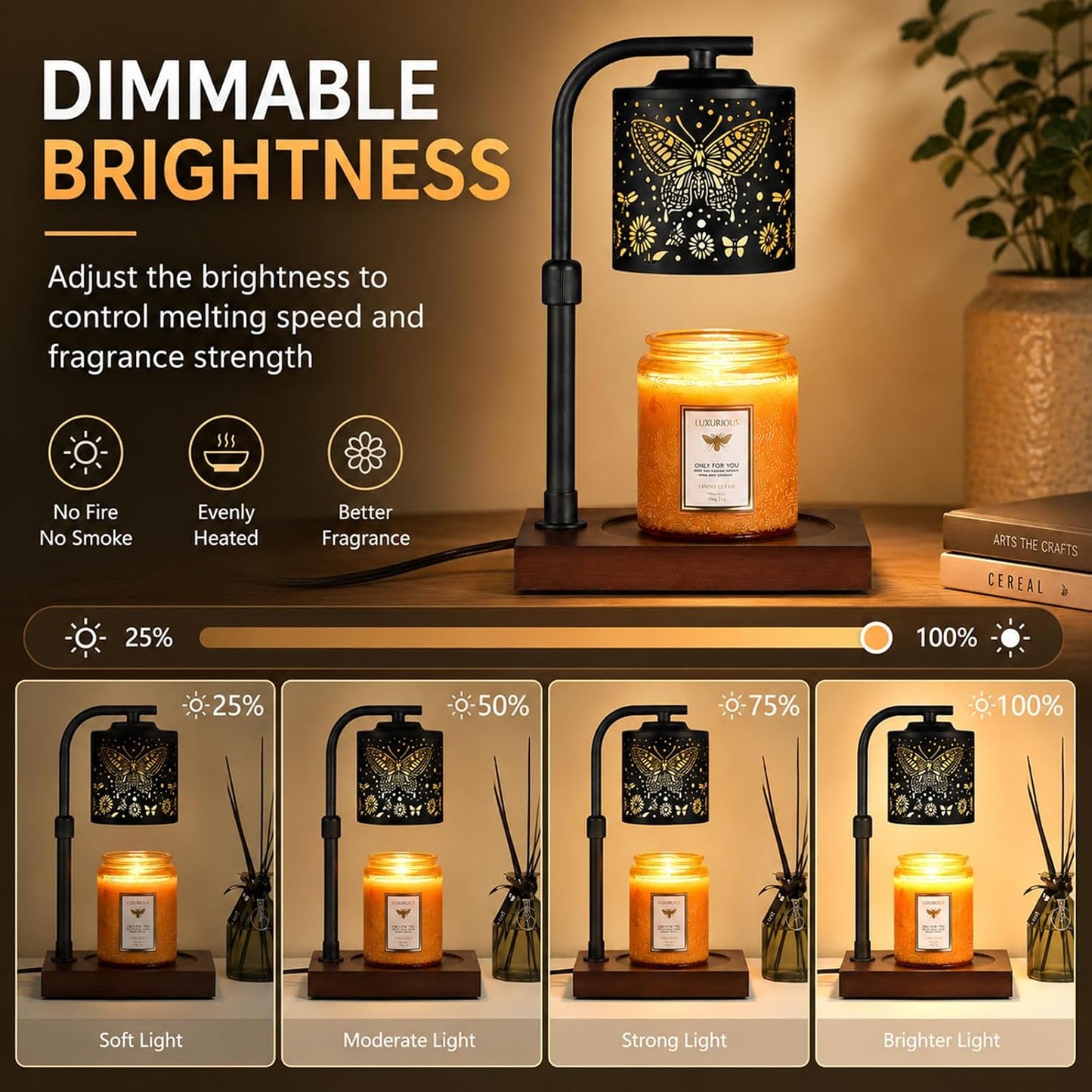 Candle Warmer Lamp Adjustable Height Dimmable for Jar Candles Hummingbird