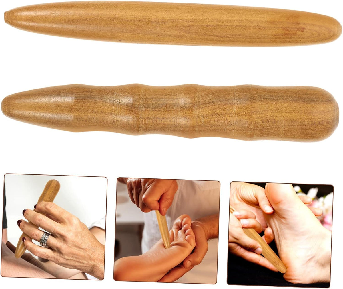 VICASKY 2Pcs Wooden Massage Sticks for Foot and Hand Acupressure Premium Wood Smooth Rounded Surface for Relaxation and Easy to Hold Indoor Outdoor Use