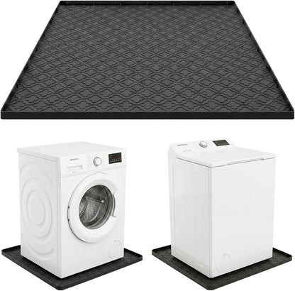 33 x 31 Inch Washing Machine Drain Pan, Silicone Washer Pan, Grey | 2cm Raised Waterproof Edge, Washer and Dryer Mat for Floor Protection, Fits Standard & Large Washers Up to 5.0 Cu.Ft.