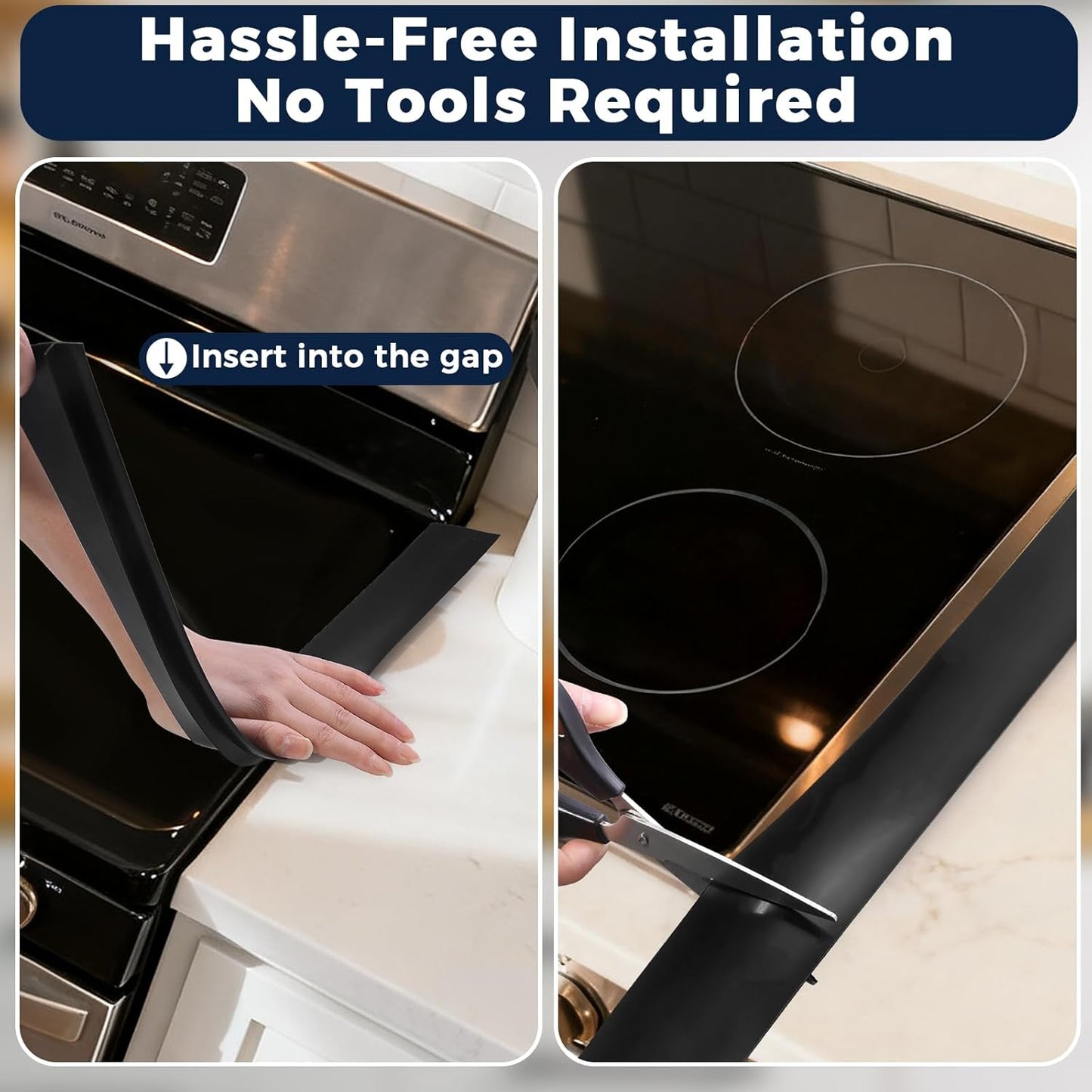 28 x 20 in Electric Stove Top Cover Set with 2 Stove Gap Covers | Thickened food-grade silicone glass cooktop protector; 450°F heat resistant, extra counter space, raised-edge dish drying mat