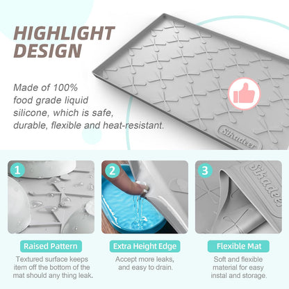 Waterproof Under Sink Mat 34" x 22", Silicone Mat Kitchen liner | BPA-Free Silicone Tray with Raised Lip Protect Cabinets from Leaks, Versatile Home Organizer for Bathroom, Pets, Boots, Floor