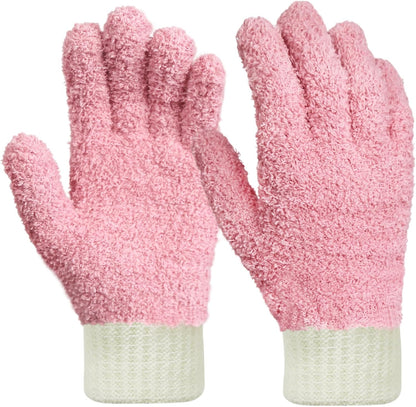 MIG4U Microfiber Dusting Gloves House Cleaning Glove for Blinds, Windows, Shutters, Furniture, and Car, Reusable Lint-Free Blue 1 Pair S/M