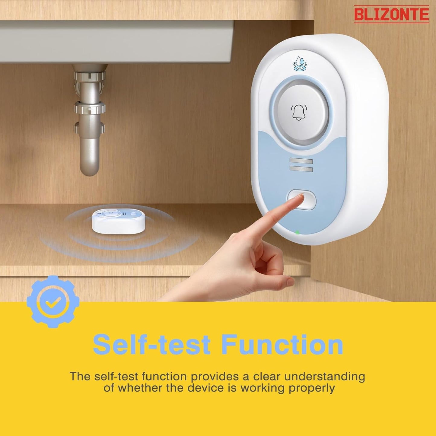 Water Leak Detector 3 Pack, 5-Year Battery Life, Water Alarm with Low Battery Warning, 100dB Loud Sound and Self-Test Function, IP66 Waterproof for Home Basement Kitchen RV(Not Support Wi-Fi)
