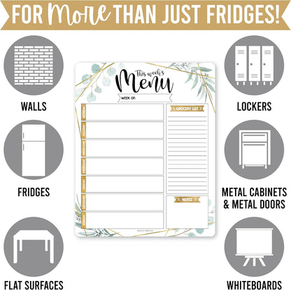 Hadley Designs Weekly Meal Planner for Fridge - Dinner Menu Board for Kitchen, Colorful Weekly Menu Board Dry Erase, Dry Erase Meal Planner for Fridge