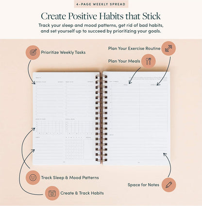 The Self-Care Planner by Simple Self - Undated 6 Month Life Planner - Daily, Monthly, Weekly - Focus on Wellness, Productivity, Achieving Goals, and Happiness (Abstract, Daily Edition: 13-Weeks)