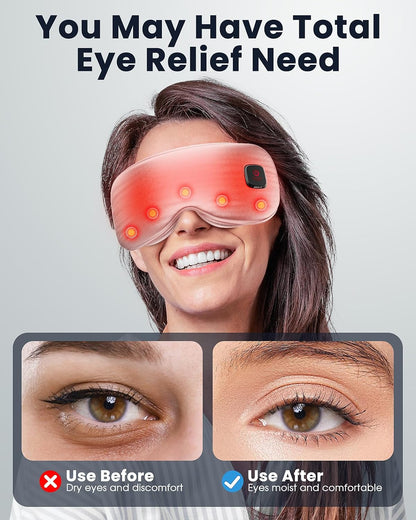 Heated Eye Mask - Cordless Eye Mask for Dry Eyes, Eye Relief, Improved Sleep, Washable Eye Heating pad for Travel and with Replaceable Shell