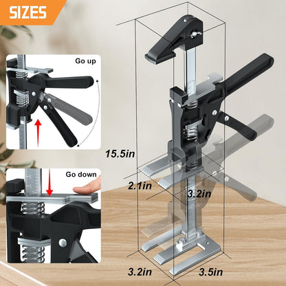 [Upgrade] Labor Saving Arm Jack 2 Pack,15.5 Inch Stainless Steel Furniture Lifts with Handbag,Hand Furniture Jack Lifter Tool for Installing Cabinets,Flooring&Windows,Load 440LBS