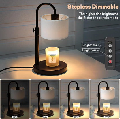 FINCMY Candle Warmer Lamp with Timer, Adjustable Height Candle Wax Warmer Candle Lamp Warmer for Jar Candles, Home Decor House Warming Gifts Compatible with Various Candles (Linen)