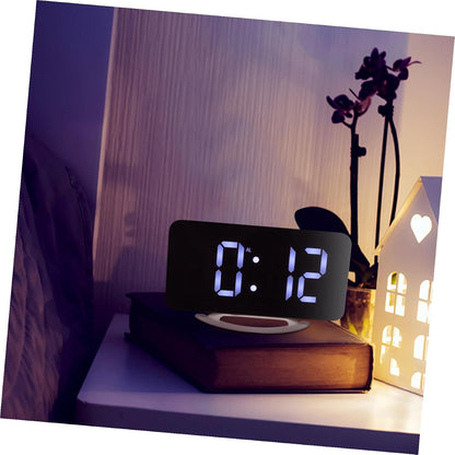 Digital Vibrating Alarm Clock with Bed Shaker, Large Mirror Display Dual Alarm Clock for Bedrooms and Offices, RGB Backlight, Snooze Function, Suitable for Heavy Sleepers and Deaf