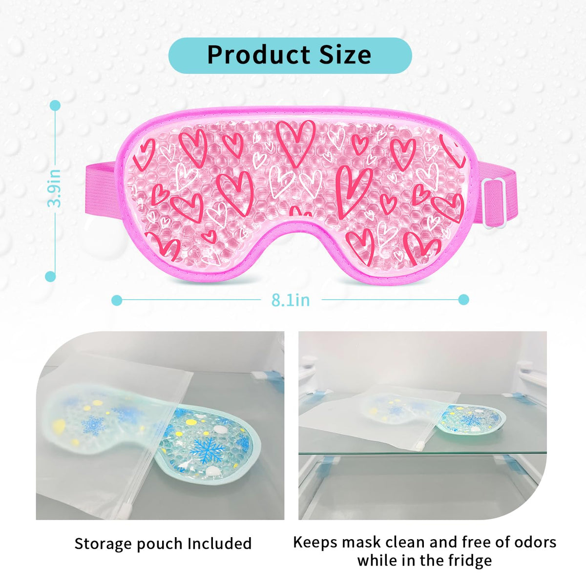 2PCS Cooling Eye Mask Gel Eye Mask, Reusable Hot Cold Therapy