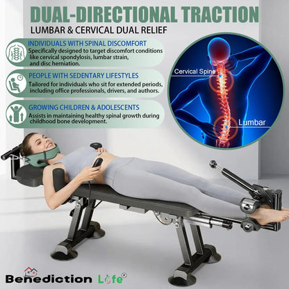 Electric Traction Machine for Neck and Back, Home Spinal Decompression Device for Lower Back Pain Relief, Non-Inversion Spine Stretcher for Safer Daily Use,Lumbar&Cervical Traction Decompression Table