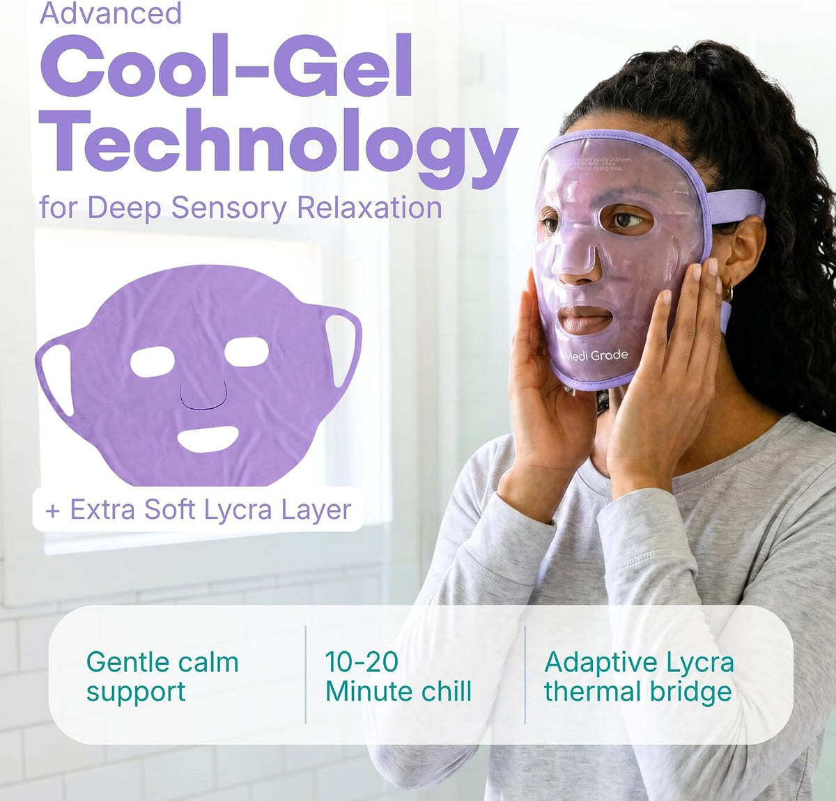 Medi Grade Face Ice Pack and Cooling Eye Mask Set, ChillGel Gel Mask, Green