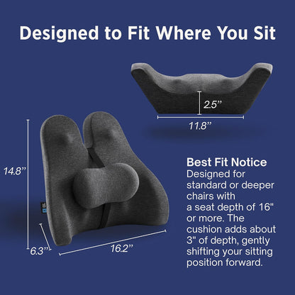 The Forme Cushion - Premium Ergonomic Lumbar Support Pillow | Lower Back Pain Relief Cushion with Adjustable SpineAlign™ Bolster and Dense Memory Foam for All-Day Comfort