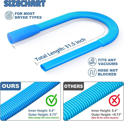 PetOde Dryer Vent Cleaner Kit, Flexible Dryer Lint Vacuum Attachment Compatible with Most Vacuum Cleaner, Blue