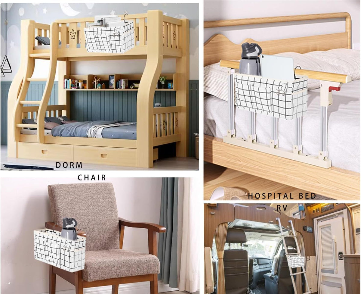 Bunk Bed Organizer, Bedside Caddy Hanging Bed Organizer Storage Bag With Pockets, for College Dorm Rooms Bed, Hospital Bed, Baby Bed Rails,Fishing Chair 14.2 * 4.5 * 7.7inch,Flower