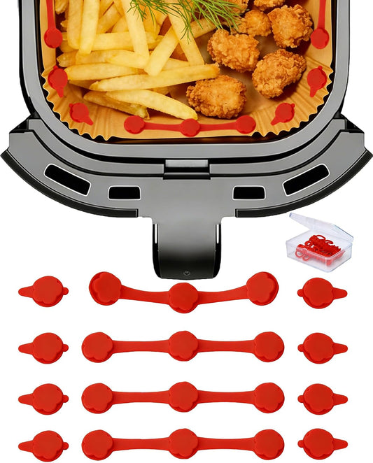 12PCS Air Fryer Liner Magnets with Silicone Clips (Red)