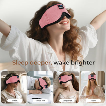 3D Bamboo Cotton Sleep Mask with Bluetooth 5.4 Headphone, Music Wireless Bluetooth Blackout Eye Mask for Side Sleepers, Earphones HD Speaker Microphone for Travel, Gifts for Women Men, Grey