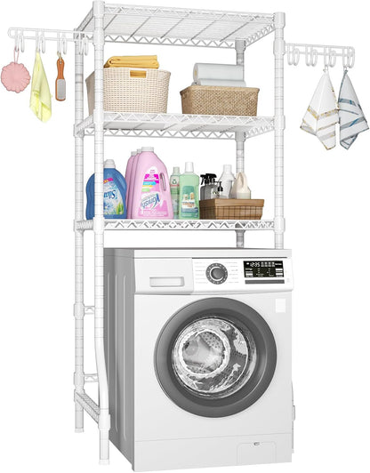 U8 Medium Laundry Room Storage Organizer, Over the Washer and Dryer Storage Shelves for Laundry Organization, 32.3”W x 17.3”D x 76.2”H, Suit Washing Machine Width within 29.9”, Hold 304 lb, Black