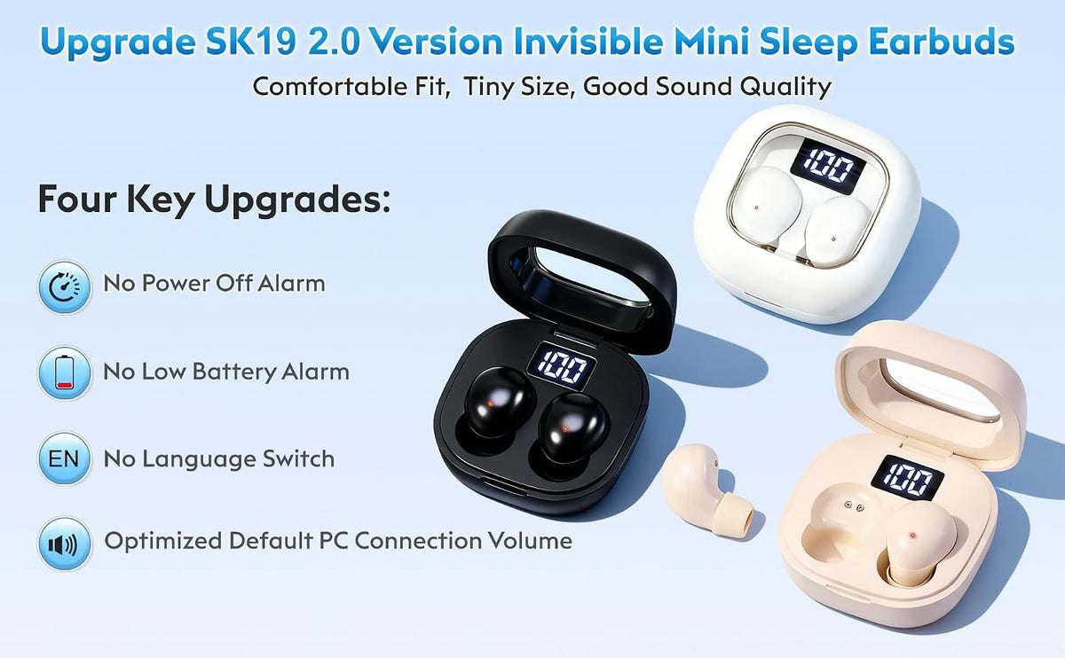 Mini Invisible Sleep Earbuds Wireless Bluetooth for Side Sleeper Small Ears