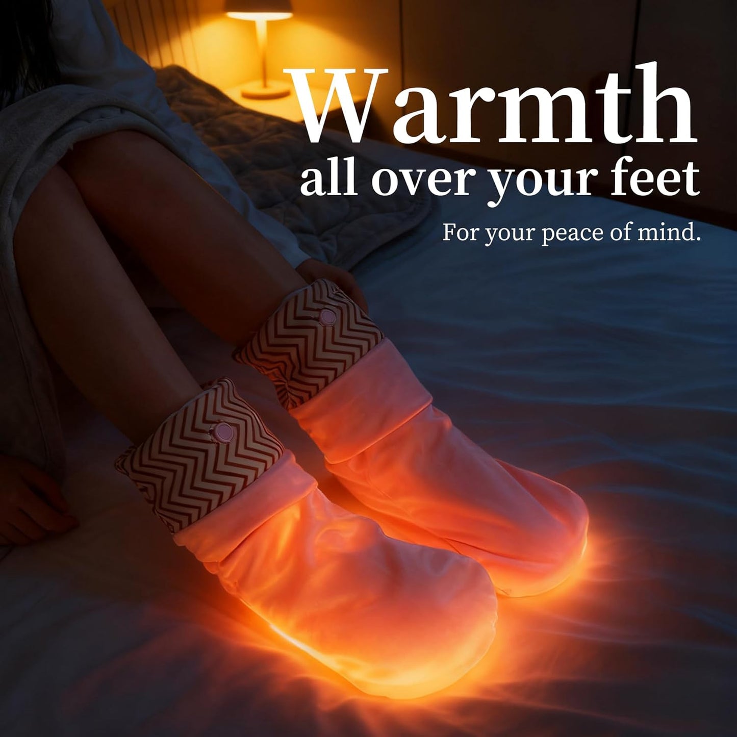 3-in-1 Heated Foot Warmers for Sleeping & Office, 5000mAh Battery Lasts All Night, 3 Adjustable Heat Settings, Electric Warming Socks/Mat for Women with Cold Feet