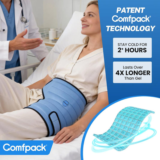 Comfpack Hip Ice Pack Wrap, 2 Hours Long Lasting Cold for Hip Replacement Surgery, Flexible & Evenly Cooling Reusable Ice Pack for Injuries, Sciatica, Bursitis, Hip Flexor Pain, Gift for Men Women
