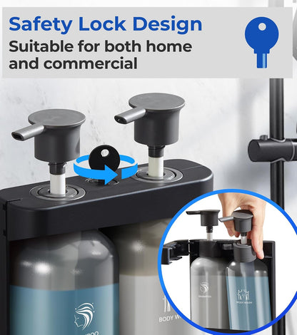 Shampoo and Conditioner Dispenser Shower Soap Dispenser 3 Chamber No Drill Shampoo Dispense for Shower Wall Mounted Shower Shampoo Dispenser 3 Chamber for Bathroom Hotel 3 * 13.37 fl.oz Black