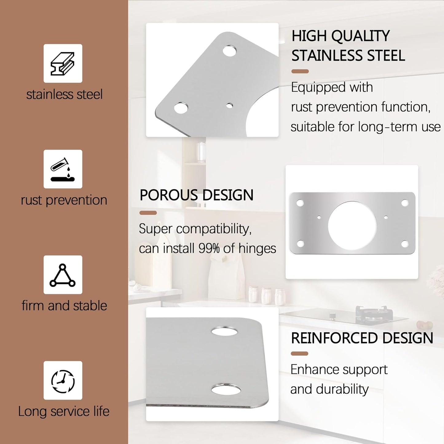 Cabinet Hinge Repair Board Replacement Kit,Cabinet Hinge Repair Kit | Cabinet Door Hinge Repair Plates with Screws 10-Pcs