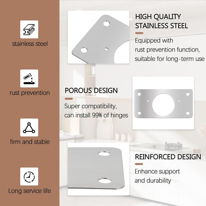 Cabinet Hinge Repair Board Replacement Kit,Cabinet Hinge Repair Kit | Cabinet Door Hinge Repair Plates with Screws 10-Pcs
