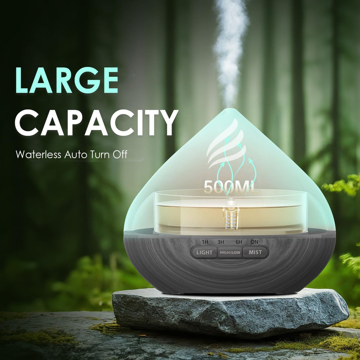 500ML Essential Oil Scent Diffuser: Remote Control &14 Colors LED - Black