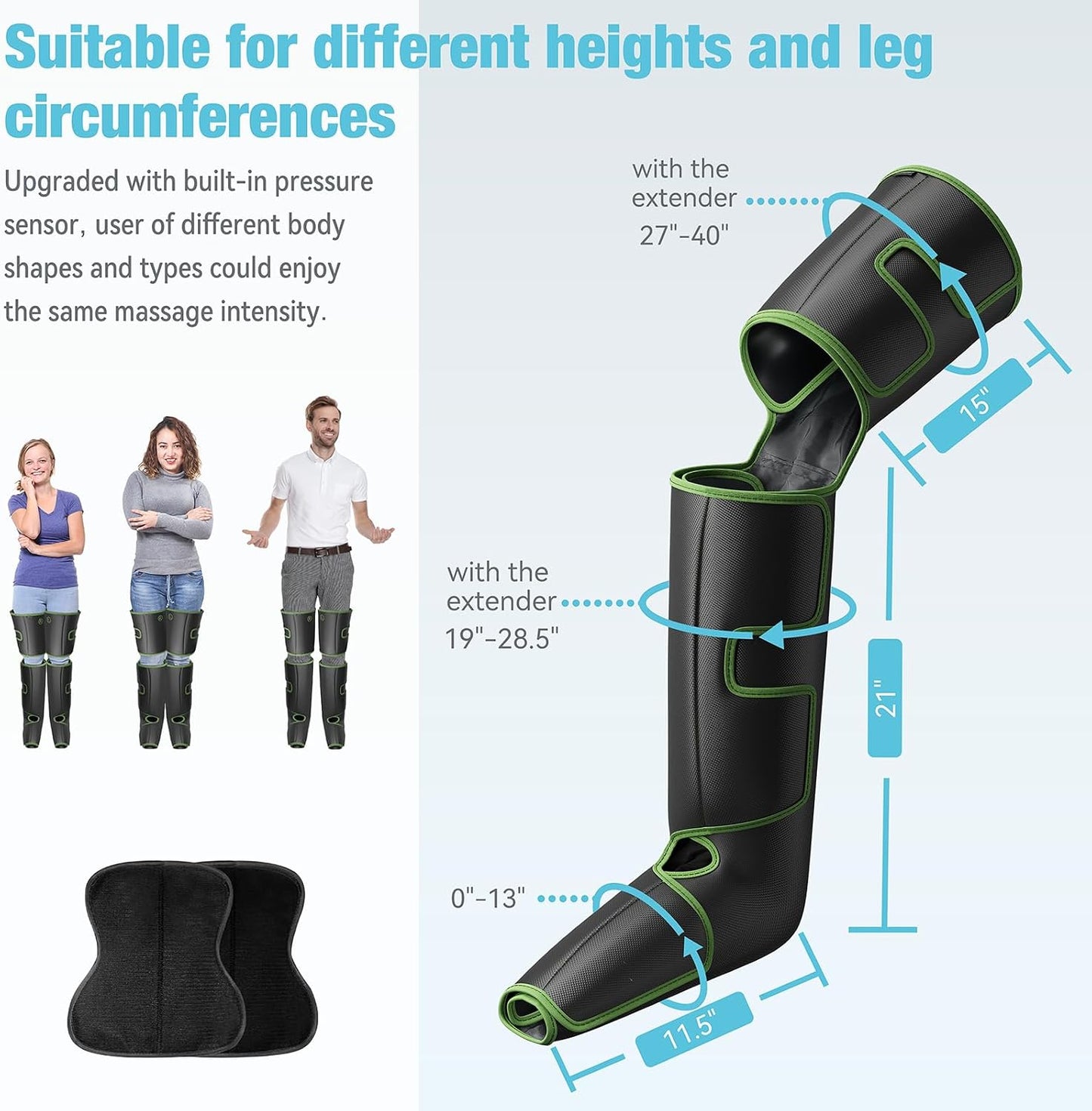 QUINEAR Leg Massager with Heat and Compression FSA-HSA | Foot and Leg Massager for Circulation and Pain Relief, 3Heat 3Mode 3Intensity 2 Extender Calf Massager for Cramps Edema Swelling