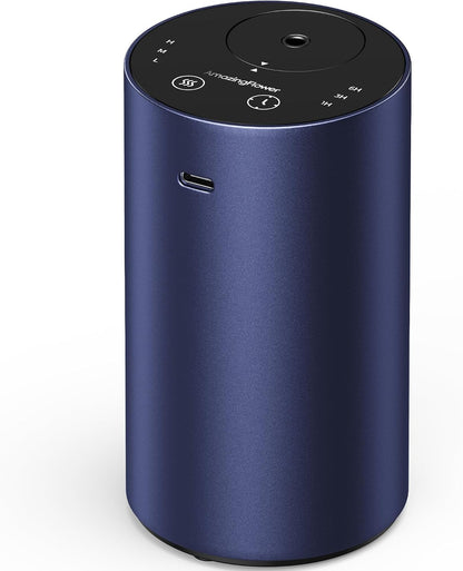 Waterless Essential Oil Diffuser, Rechargeable Scent Diffusers with 3 Mist Levels & Timers, Portable Aromatherapy Diffuser for Home Car Room Studio Office, Black Metal