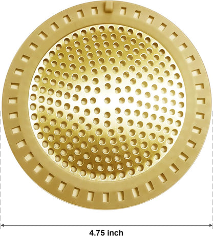 Seatery 2PCS Shower Drain Hair Catcher, Shower Drain Strainer, Stainless Steel with Silicone Edging, 4.75 Inch Diameter