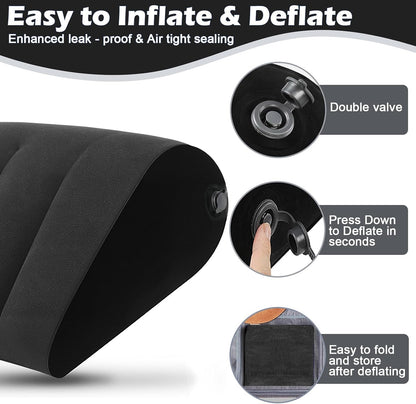 Prosixtoy Portable Wedge Pillow Inflatable Cushion - Body Positioners Lightweight Wedge Pillow for Sleeping, Leg Elevation, Use in Bed, Travel, Camping, Fast Inflating Deflation (Grey)