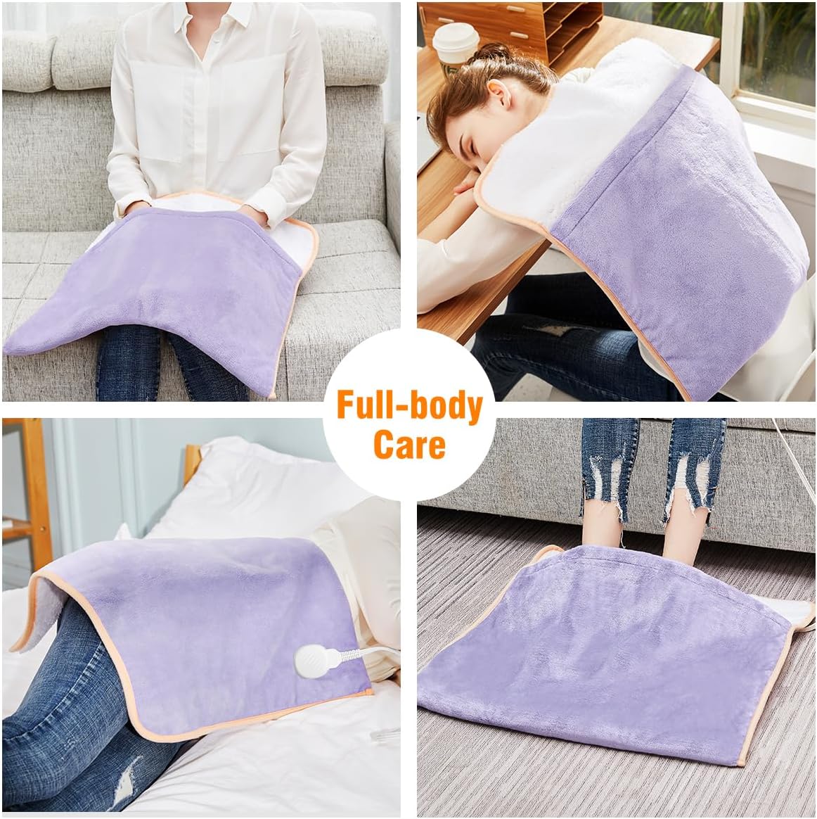 Foot Warmer Electric, Heating Pad King Size Ultra Soft Flannel, Extra Large for Bed, Abdomen, Feet, Back, Cramp, Office/Home Under Desk, 10ft Cord, Auto Off, 22" x 20" - Blue