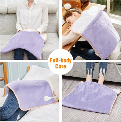Foot Warmer Electric, Heating Pad King Size Ultra Soft Flannel, Extra Large for Bed, Abdomen, Feet, Back, Cramp, Office/Home Under Desk, 10ft Cord, Auto Off, 22" x 20" - Blue
