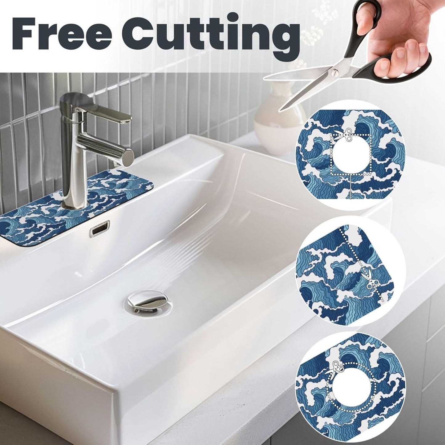 Wildflowers Floral Flower Kitchen Sink Splash Guard Faucet Mat Super Absorbent Fast Drying Mat Sink Gadgets-Fast Drying Pad Sink Mat For Kitchen Bathroom (15" X 5.5" )