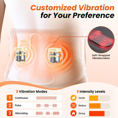 Comfytemp Cordless Heating Pad for Back with Massager 3D Back Pad Portable | FSA Eligible HSA, Lower Back Massager Wearable FIR, Rechargeable Wireless Heated Waist Belt, 3 Heat&Vibration&Intensity, 58"